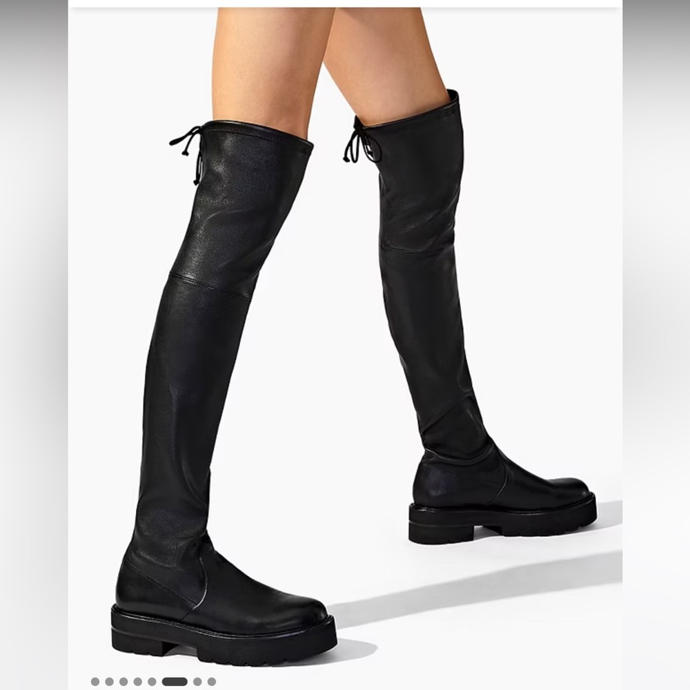 Stuart Weitzman Lowland Ultralift Leather Platform Over the Knee Boots